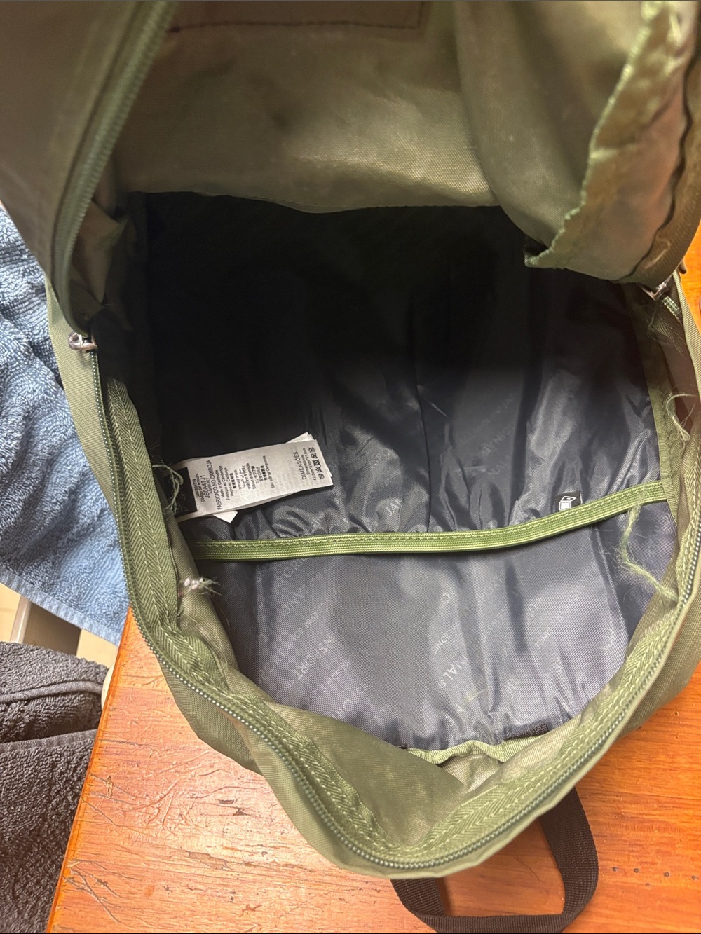 JanSport Olive Green Everyday Backpack with Front Pocket - Picture 4 of 4